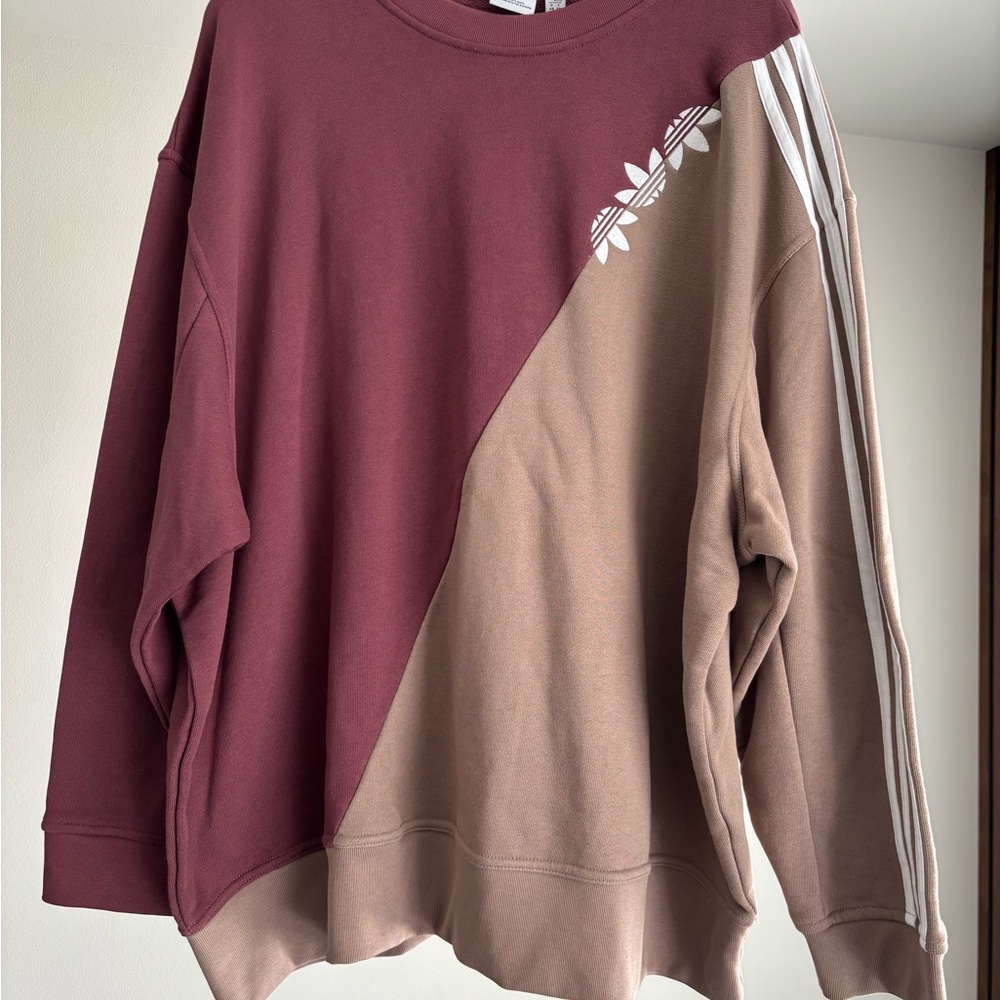Adidas Burgundy and Tan Sweater